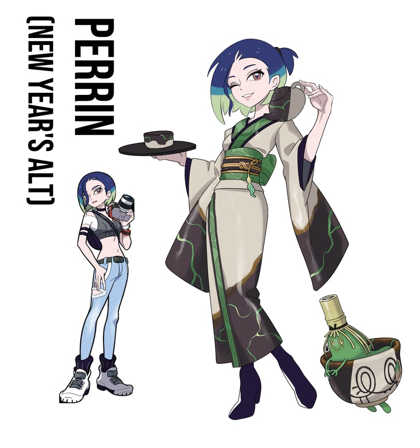 perrin and sinistcha (pokemon and 1 more) drawn by rhymewithray