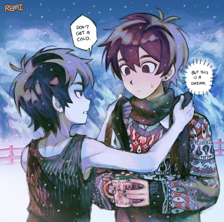 sunny, omori, and something (omori) drawn by remi_(mozzaremi)