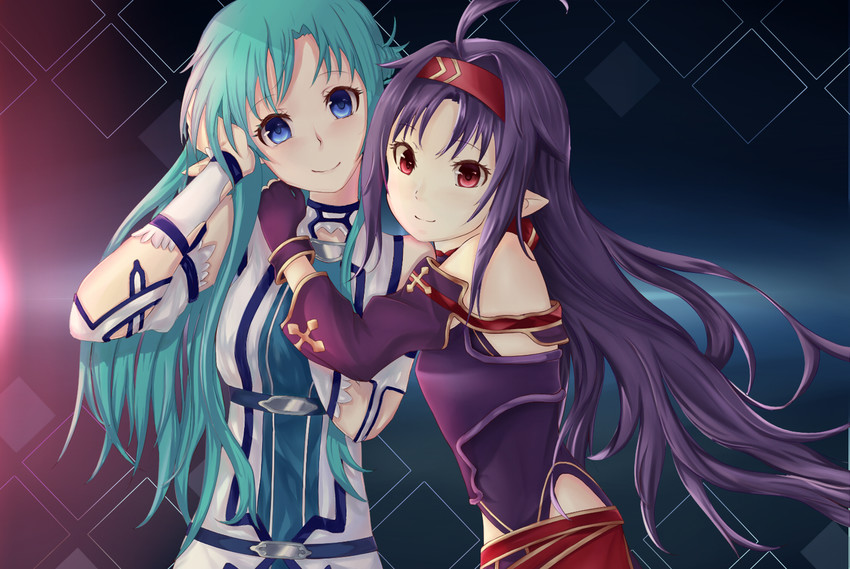 asuna and yuuki (sword art online) drawn by blacklegendzz