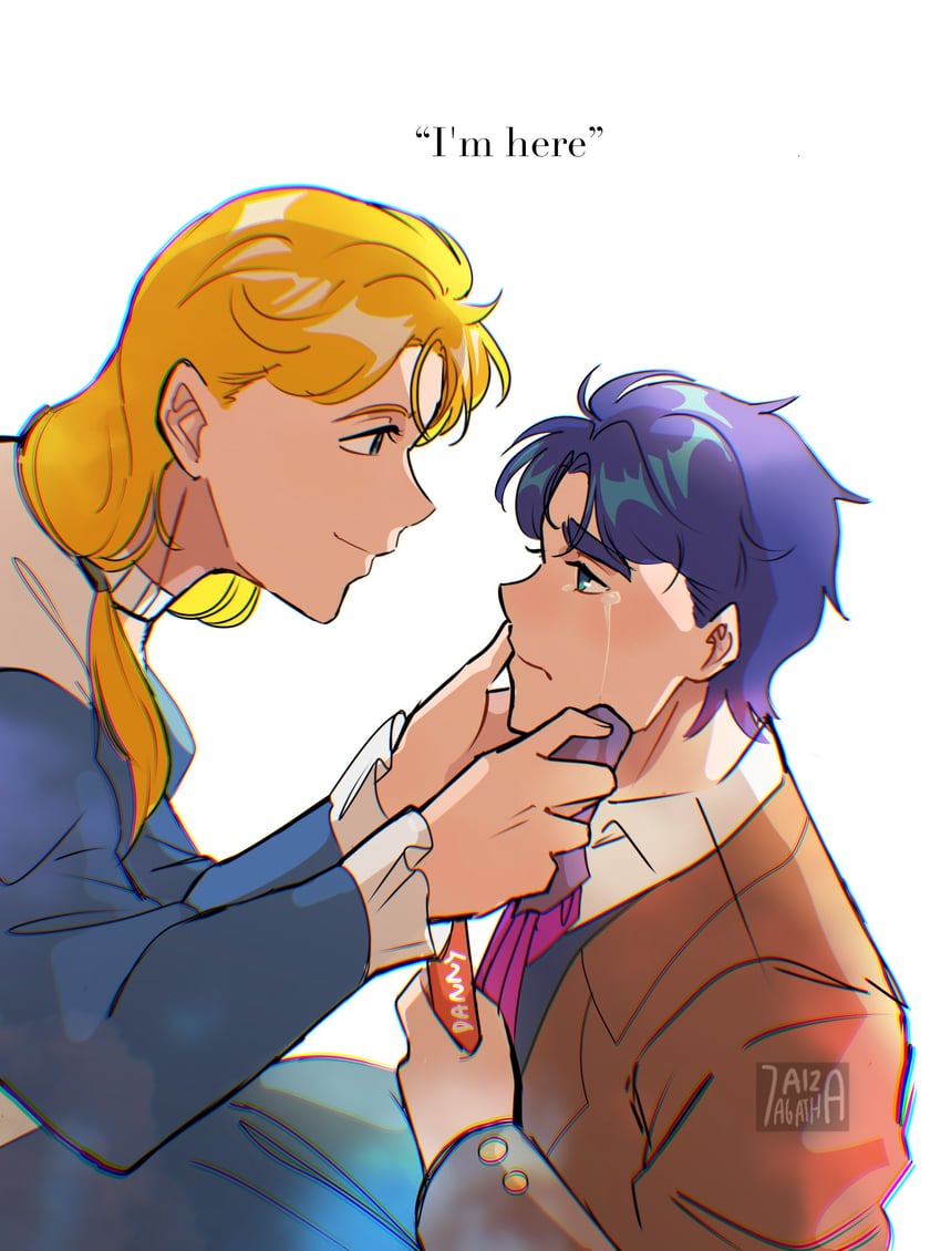 jonathan joestar and erina pendleton (jojo no kimyou na bouken and 1 more) drawn by 7aizagatha