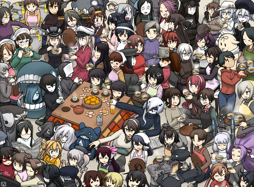 hibiki, shigure, kongou, fubuki, shigure kai ni, and 84 more (kantai collection) drawn by hamu_koutarou