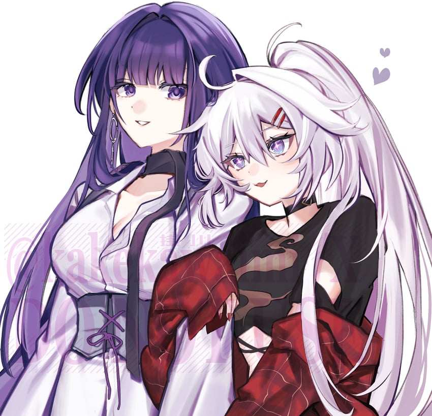 kiana kaslana and raiden mei (honkai and 1 more) drawn by kakekawaimi