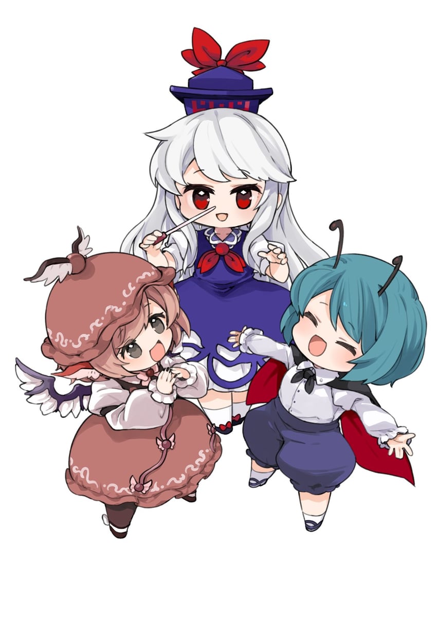 kamishirasawa keine, mystia lorelei, and wriggle nightbug (touhou) drawn by mota