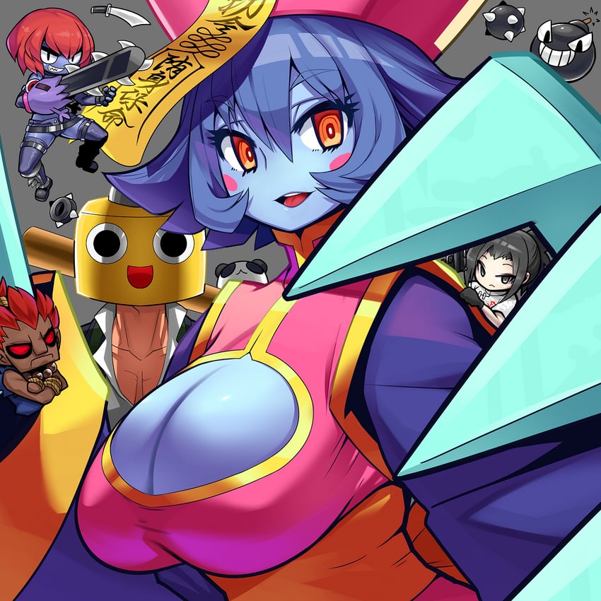 hsien-ko, akuma, servbot, lord raptor, frank west, and 1 more (street fighter and 8 more) drawn by kara_age