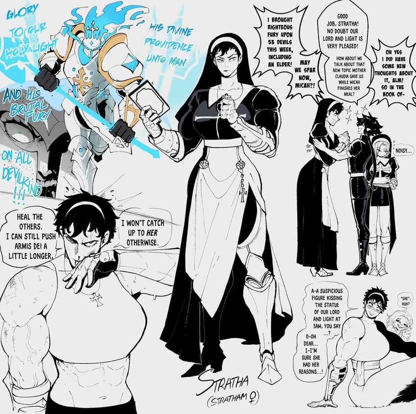 sister almonde, mikhail, cole, and stratham (original and 1 more) drawn by nyantcha