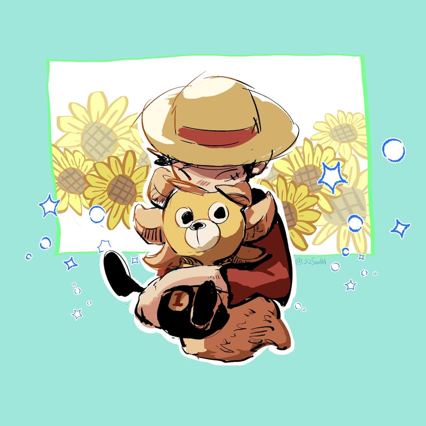 monkey d. luffy and thousand sunny (one piece) drawn by 32soulll