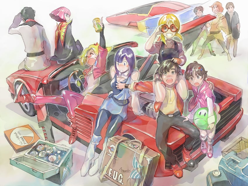 haro, haman karn, elpeo puru, judau ashta, roux louka, and 7 more (gundam and 1 more) drawn by pomodorosa