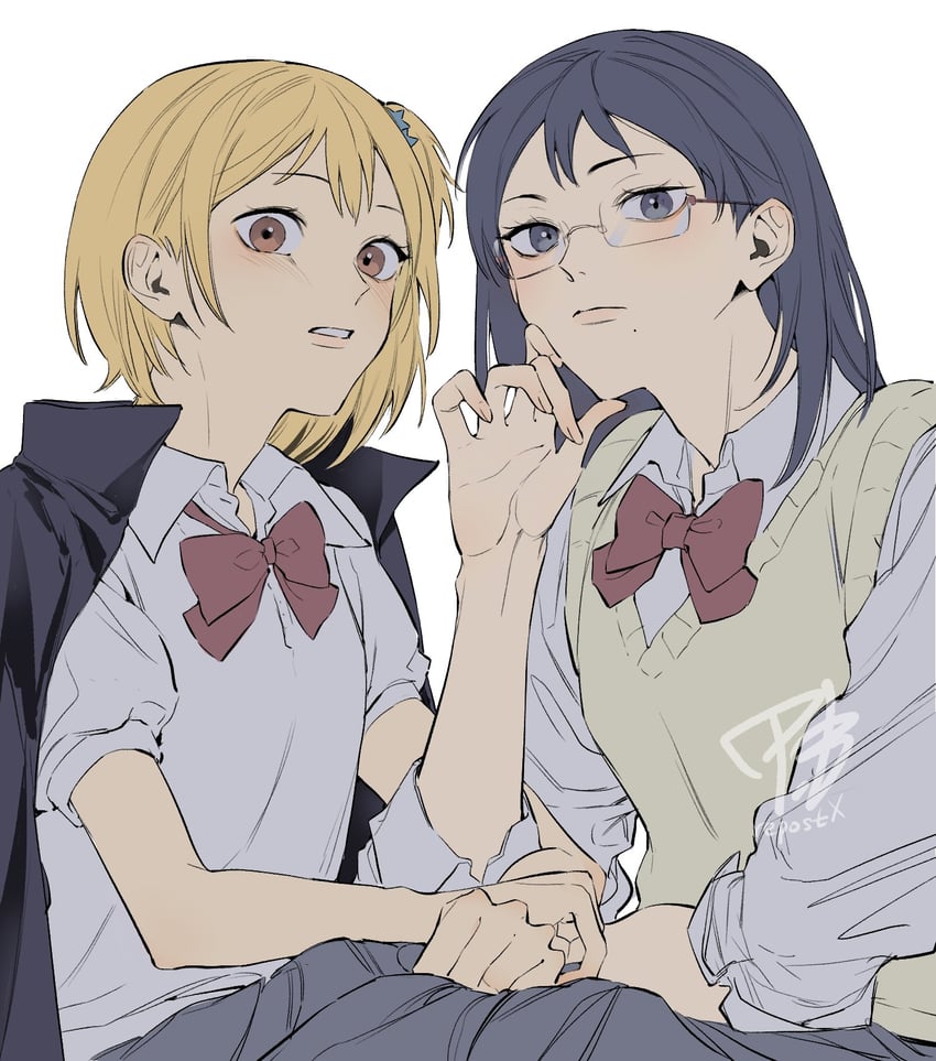shimizu kiyoko and yachi hitoka (haikyuu!!) drawn by m_m_pb