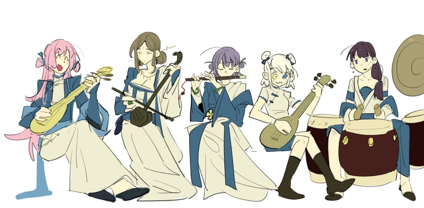 chihaya anon, nagasaki soyo, shiina taki, takamatsu tomori, and kaname raana (bang dream! and 1 more) drawn by lusin01
