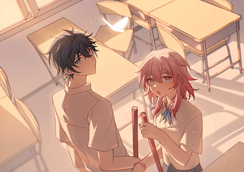 march 7th and dan heng (honkai and 1 more) drawn by hanaki_yuu