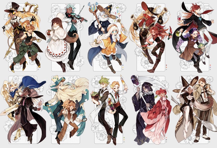 espresso cookie, timekeeper cookie, madeleine cookie, croissant cookie, cream puff cookie, and 15 more (cookie run and 2 more) drawn by sapphire_(nine)