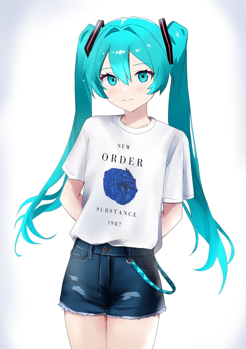 hatsune miku (vocaloid and 1 more) drawn by highland