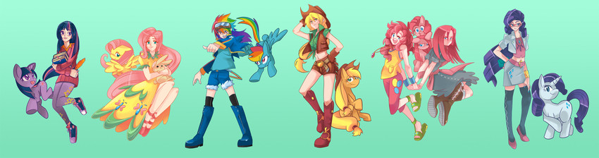 twilight sparkle, fluttershy, rainbow dash, pinkie pie, applejack, and 3 more (my little pony and 1 more) drawn by gomipomi