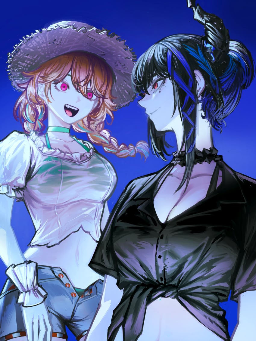 takanashi kiara and nerissa ravencroft (hololive and 1 more) drawn by pungson_mori