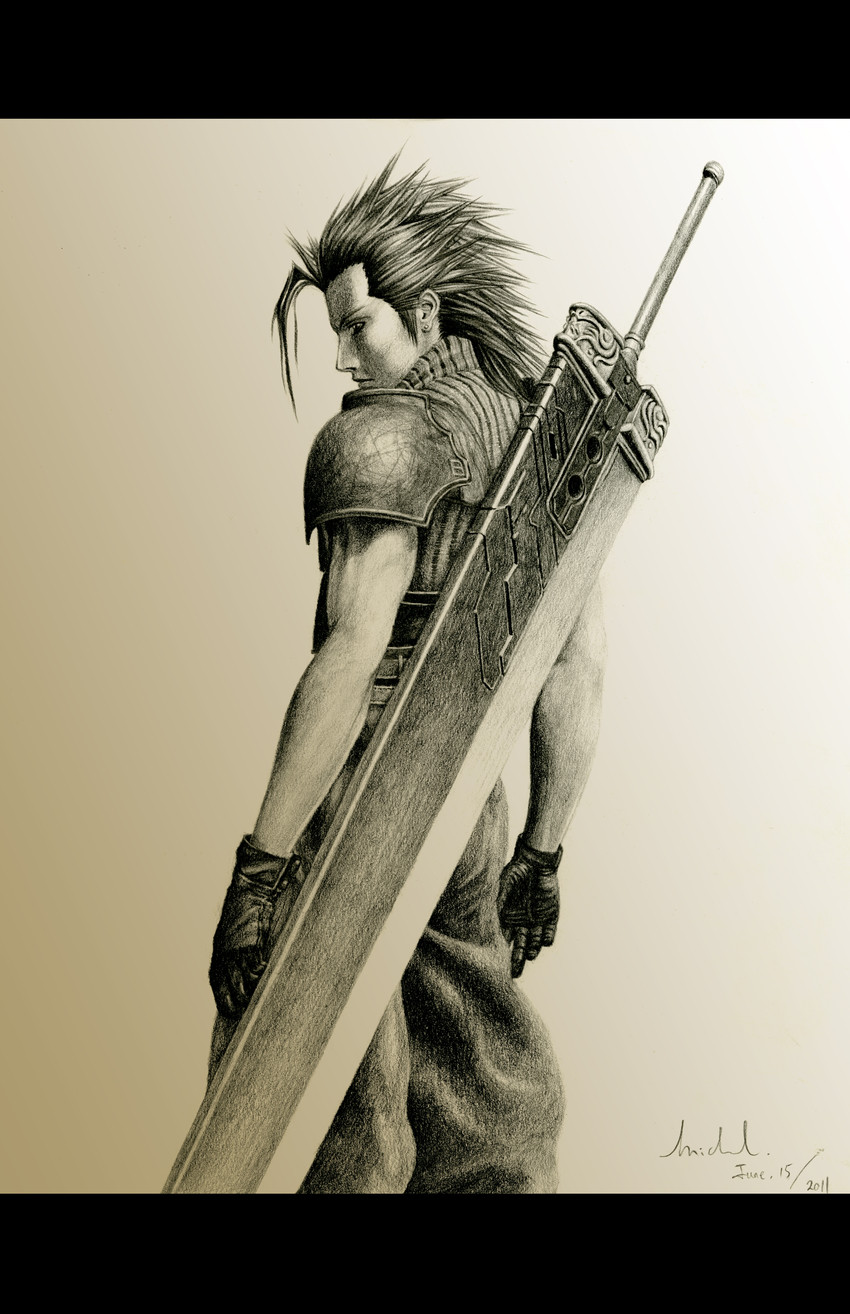zack fair (final fantasy and 2 more) drawn by mikael_wang