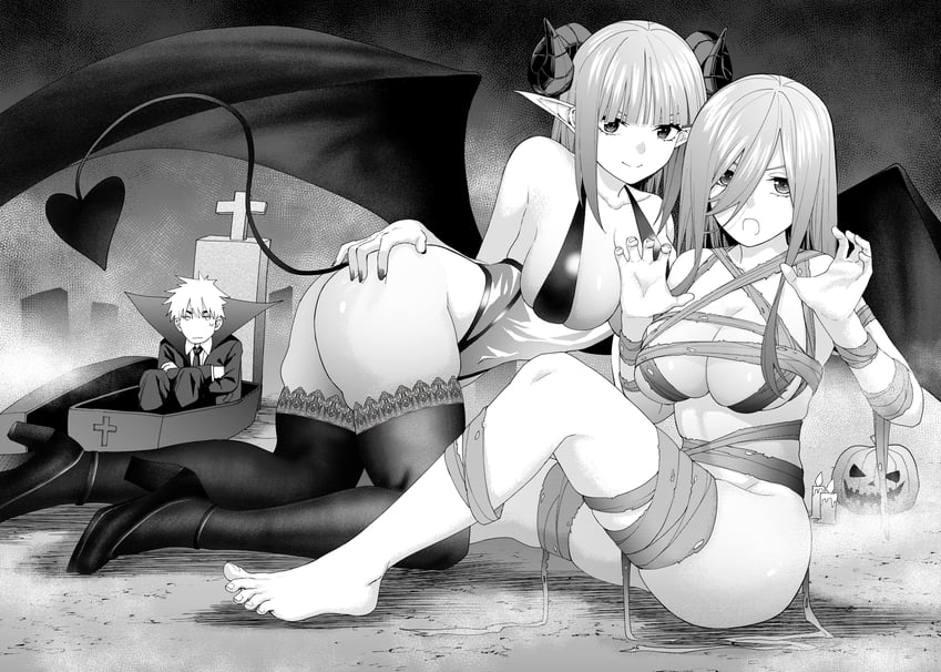 nakano nino, nakano miku, and uesugi fuutarou (go-toubun no hanayome) drawn by kosmos_beta