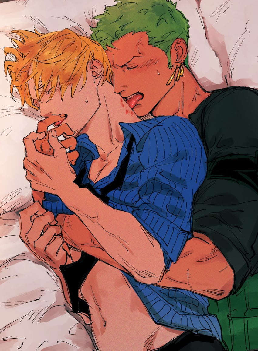roronoa zoro and sanji (one piece) drawn by kzwtr8