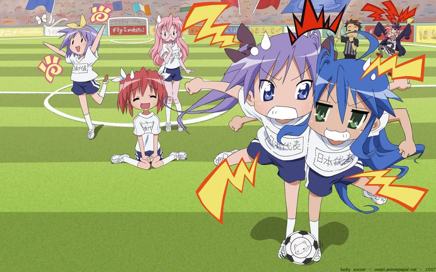 hiiragi kagami, izumi konata, hiiragi tsukasa, takara miyuki, kobayakawa yutaka, and 2 more (lucky star)