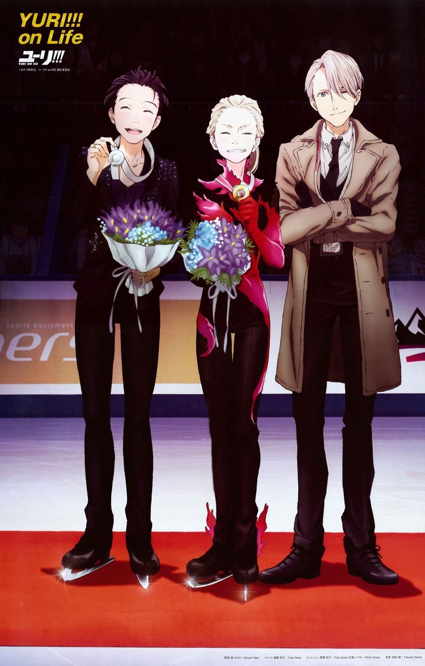 katsuki yuuri, viktor nikiforov, and yuri plisetsky (yuri!!! on ice) drawn by seki_minami