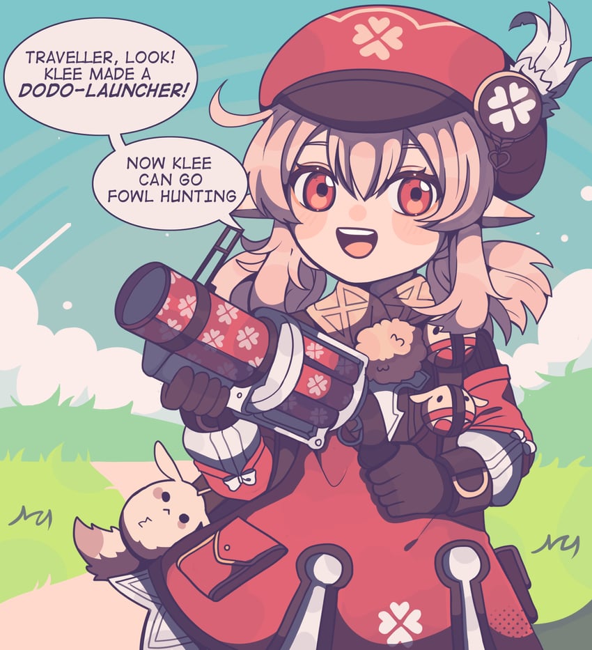 klee and dodoco (genshin impact and 1 more) drawn by bobamiruku
