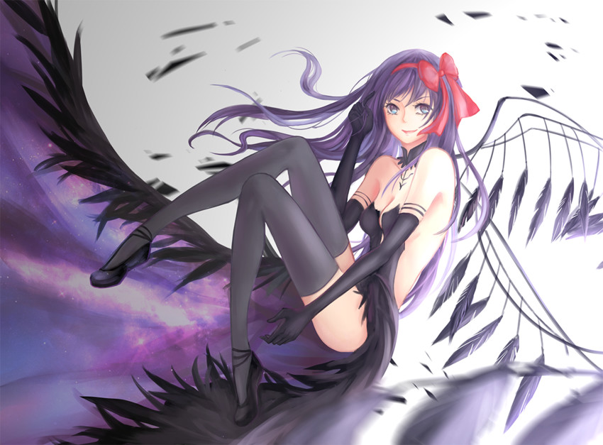 akemi homura and akuma homura (mahou shoujo madoka magica and 1 more) drawn by luoye