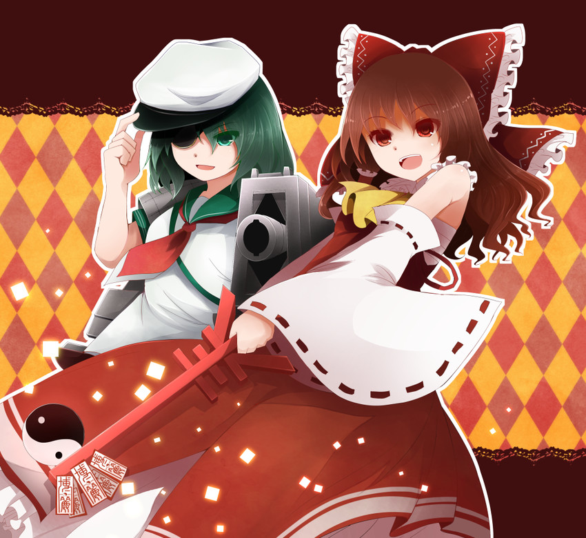 hakurei reimu and kiso (touhou and 2 more) drawn by arano_oki