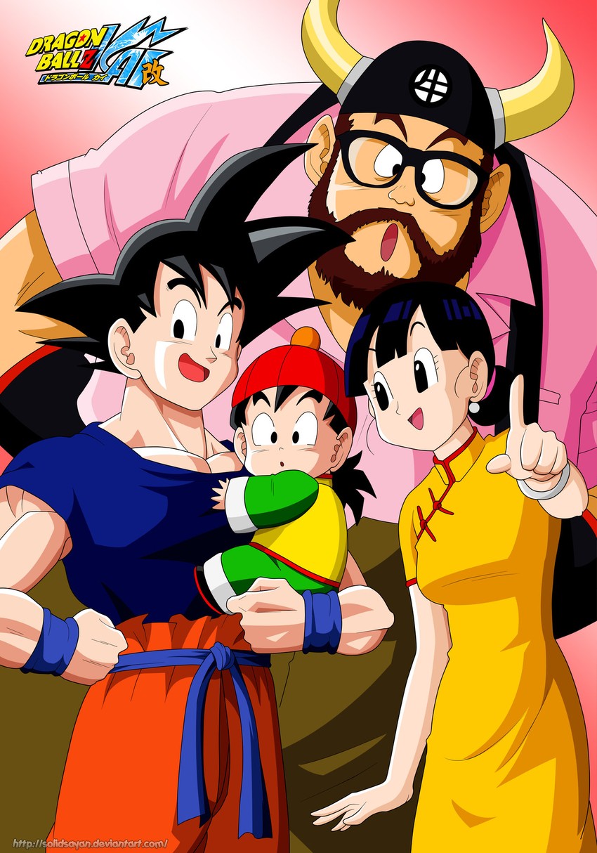 son goku, son gohan, chi-chi, and gyuu maou (dragon ball and 2 more) drawn by solidsayan