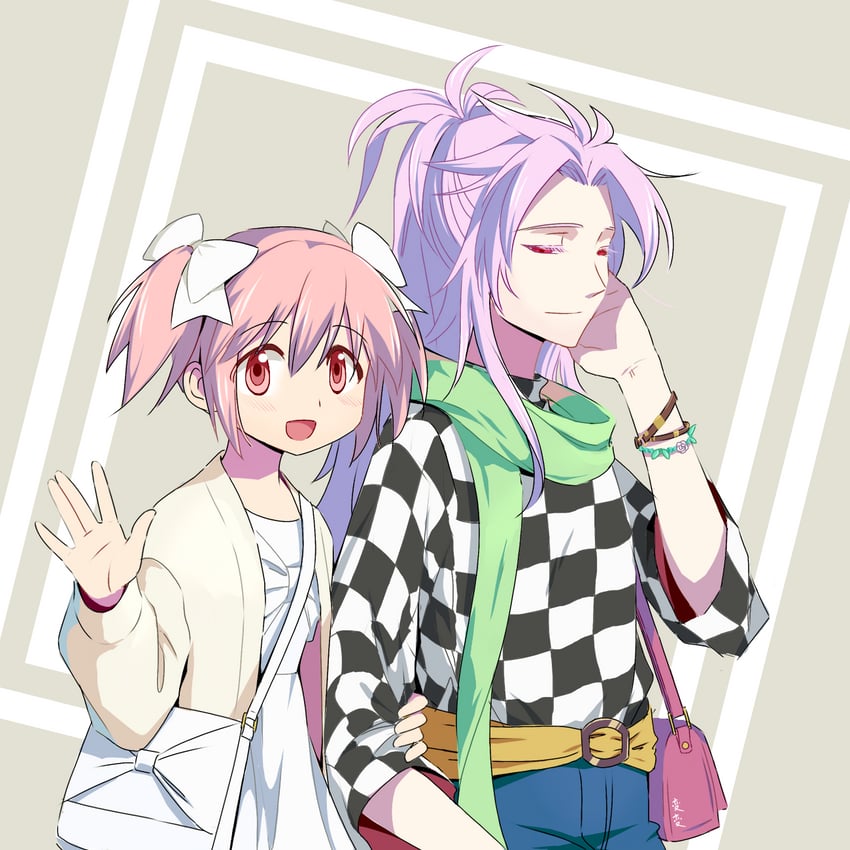 kaname madoka and hatsutori hajime (mahou shoujo madoka magica and 1 more) drawn by liangbianbian