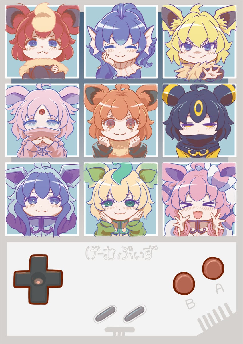 eevee, sylveon, umbreon, glaceon, vaporeon, and 5 more (pokemon and 1 more) drawn by tsuzuchii