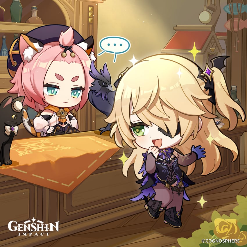 fischl, diona, and oz (genshin impact)