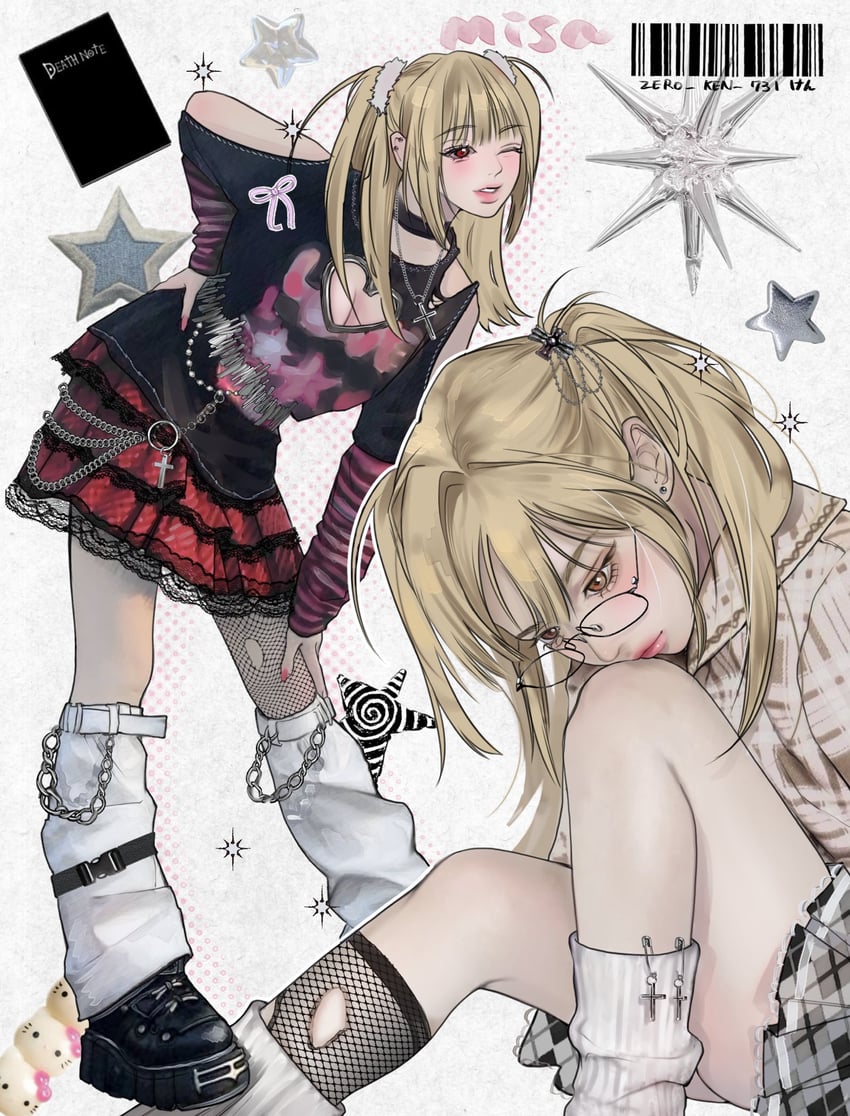 hello kitty and amane misa (sanrio and 2 more) drawn by zero_ken_731