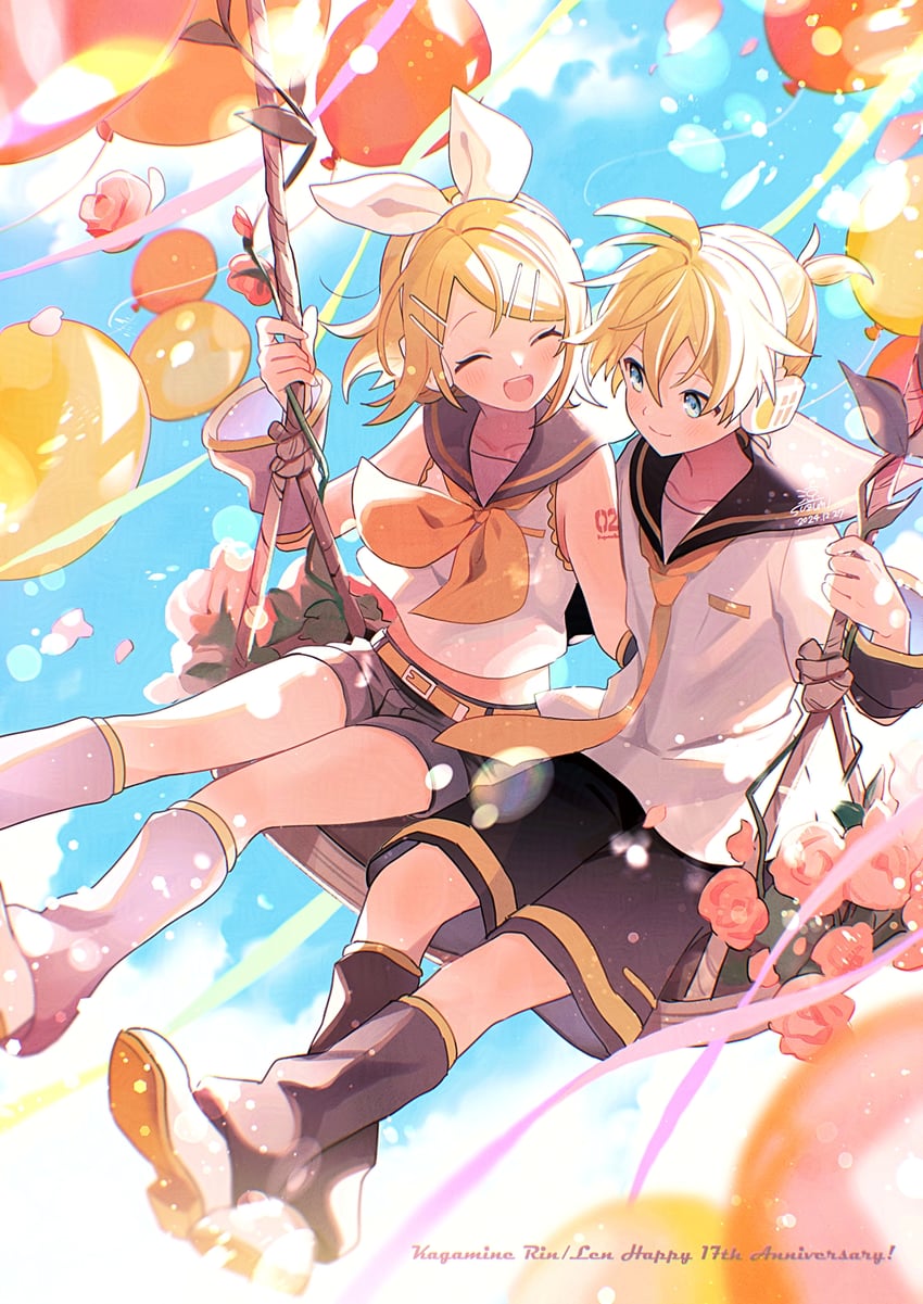 kagamine rin and kagamine len (vocaloid) drawn by suzumi_(fallxalice)
