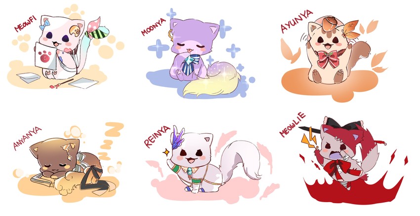 kureiji ollie, moona hoshinova, pavolia reine, ayunda risu, anya melfissa, and 1 more (hololive and 1 more) drawn by airani_iofifteen_(artist)