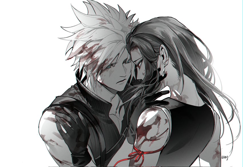 tifa lockhart and cloud strife (final fantasy and 2 more) drawn by duoj_ji