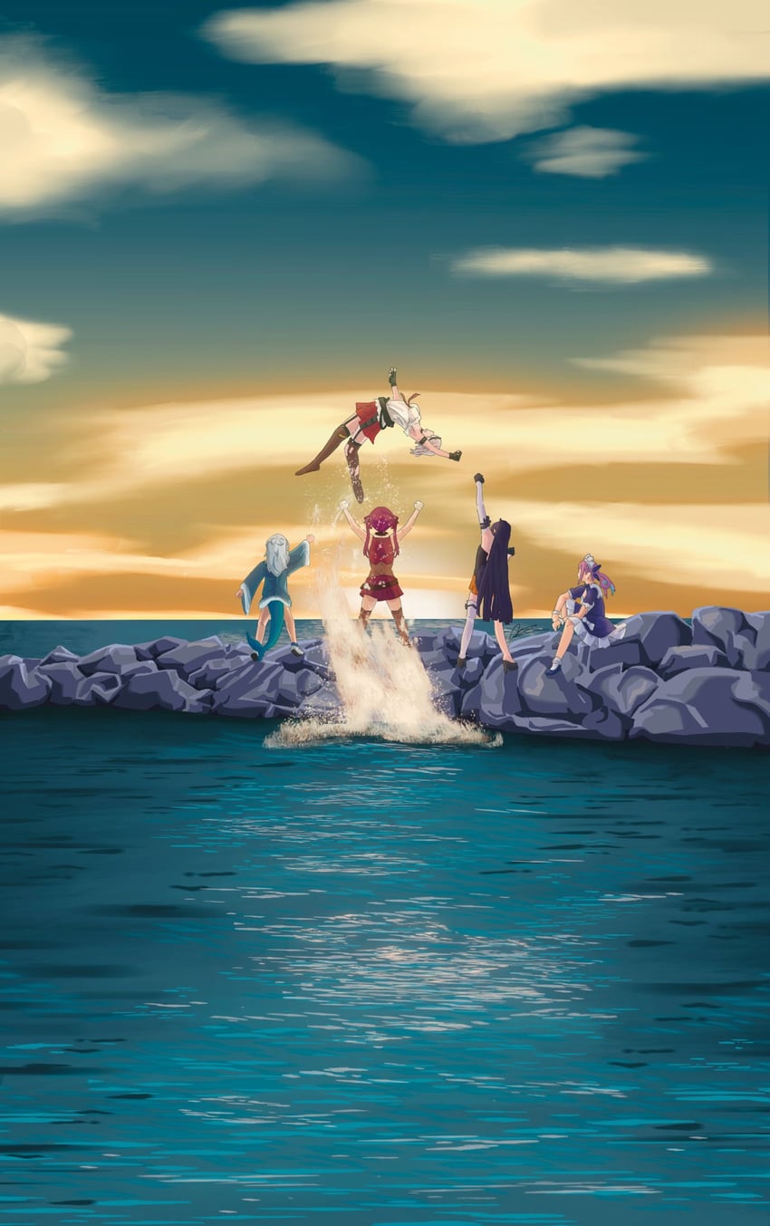 gawr gura, houshou marine, ninomae ina'nis, minato aqua, and sakamata chloe (hololive and 2 more) drawn by chris_rab_834