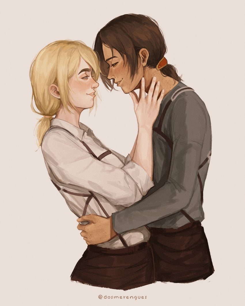 krista lenz and ymir (shingeki no kyojin) drawn by dosmerengues