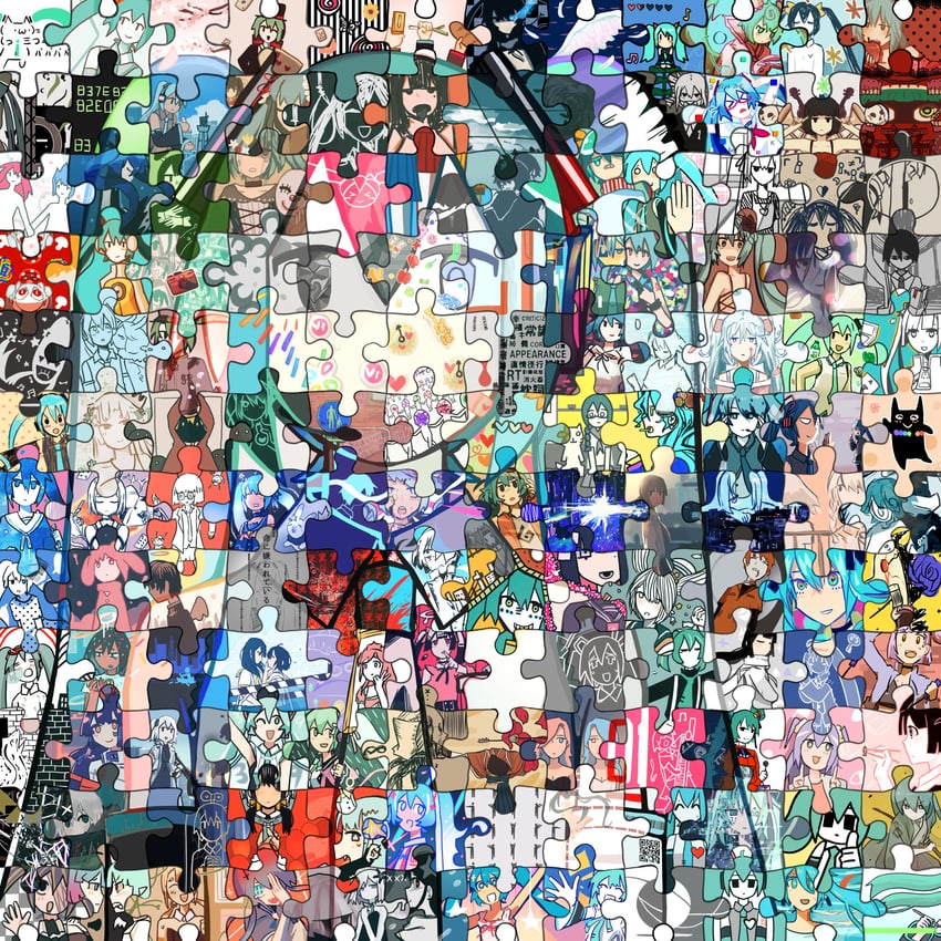 hatsune miku, kasane teto, black rock shooter, magical mirai miku, akita neru, and 3 more (vocaloid and 110 more) drawn by eletenshi