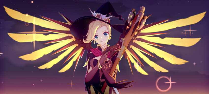 mercy and witch mercy (overwatch and 1 more) drawn by ini_(337925195)