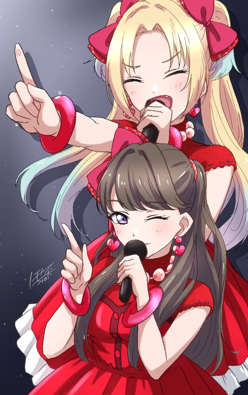 fujishima megumi and osawa rurino (love live! and 1 more) drawn by noochan_chonoda