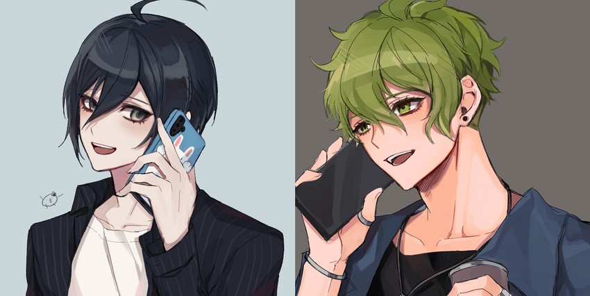 saihara shuichi and amami rantaro (danganronpa and 1 more) drawn by raonal97