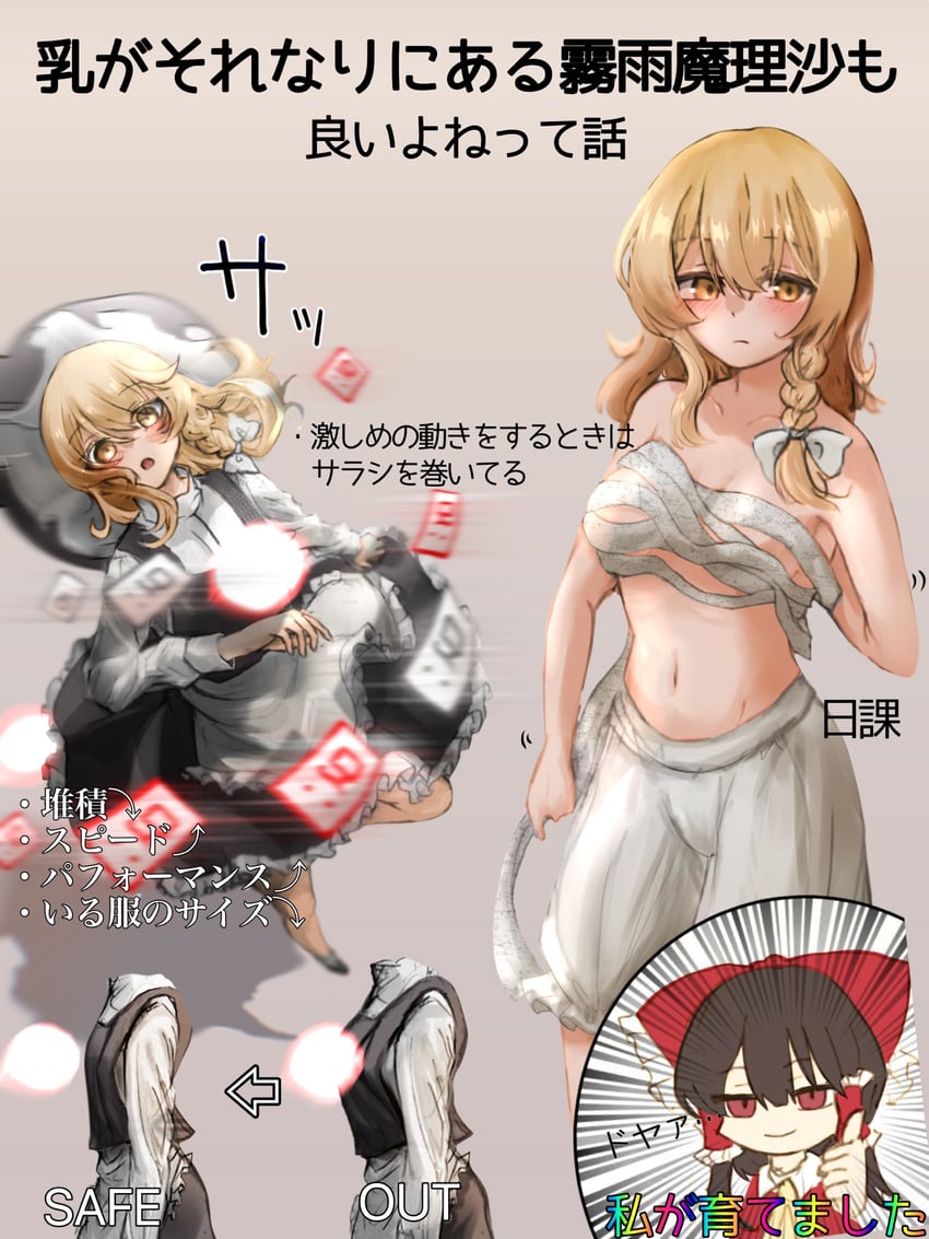 hakurei reimu and kirisame marisa (touhou) drawn by karasu2020_8