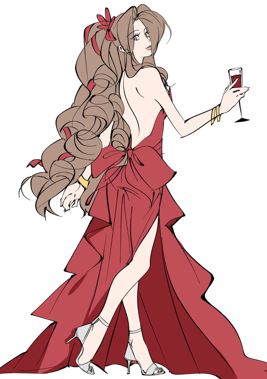 aerith gainsborough (final fantasy and 2 more) drawn by mianmian741