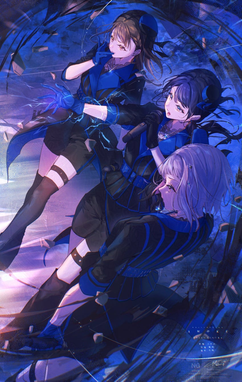murano sayaka, yugiri tsuzuri, and kachimachi kosuzu (love live! and 1 more) drawn by kuzia_(atarayo)