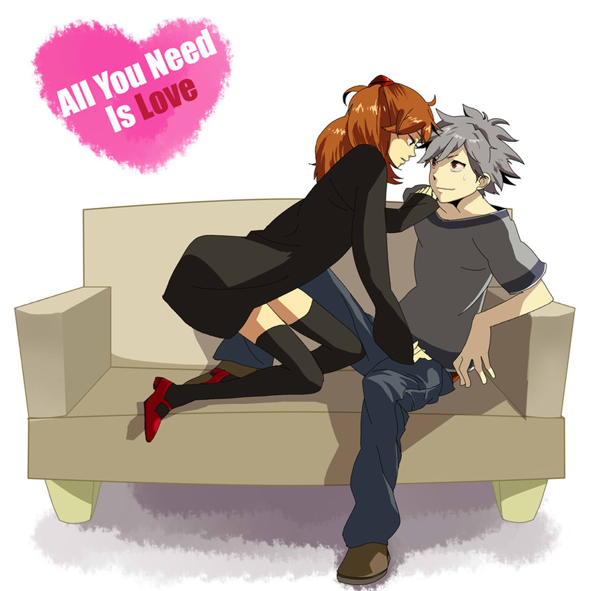 souryuu asuka langley and nagisa kaworu (neon genesis evangelion) drawn by regain