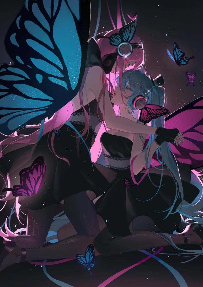 hatsune miku and megurine luka (vocaloid and 1 more) drawn by huz_(a1438758295)