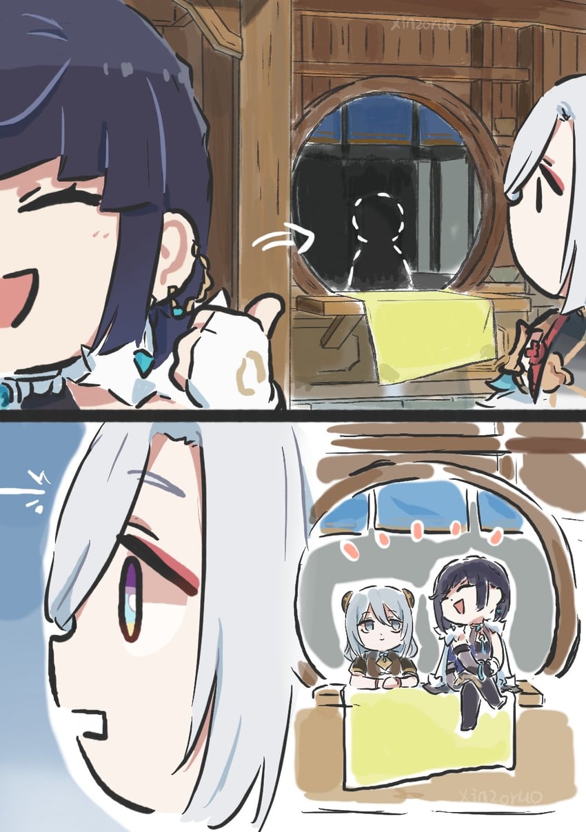 shenhe, yelan, and hanya (genshin impact and 3 more) drawn by xinzoruo