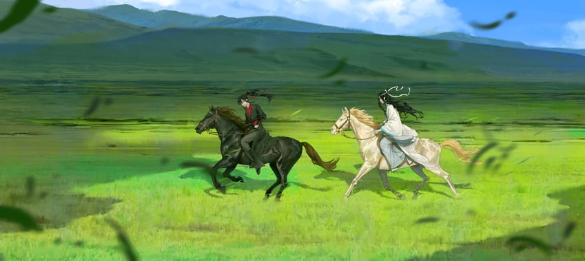 wei wuxian and lan wangji (modao zushi) drawn by yaclittn