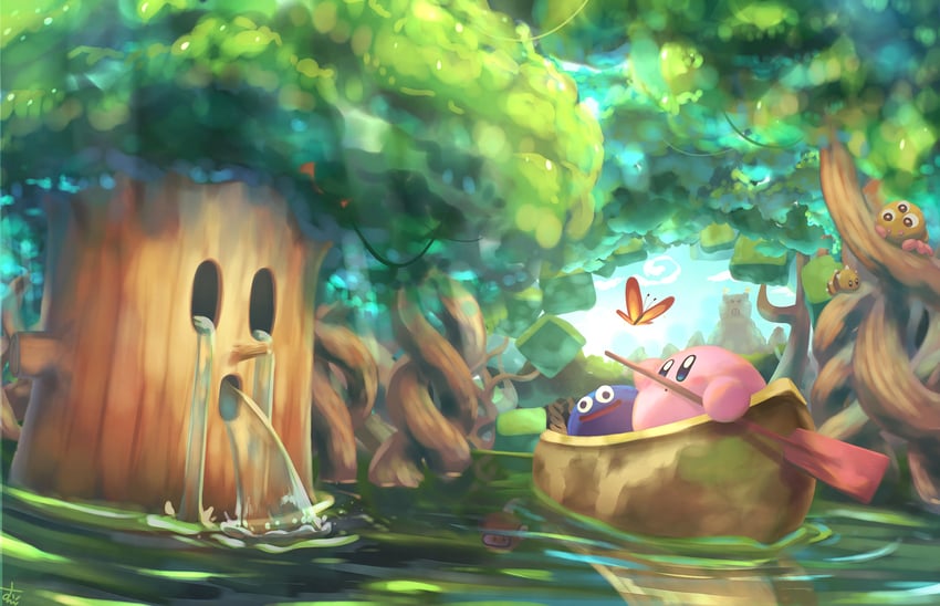 kirby, gooey, morpho knight, whispy woods, blipper, and 2 more (kirby) drawn by suyasuyabi
