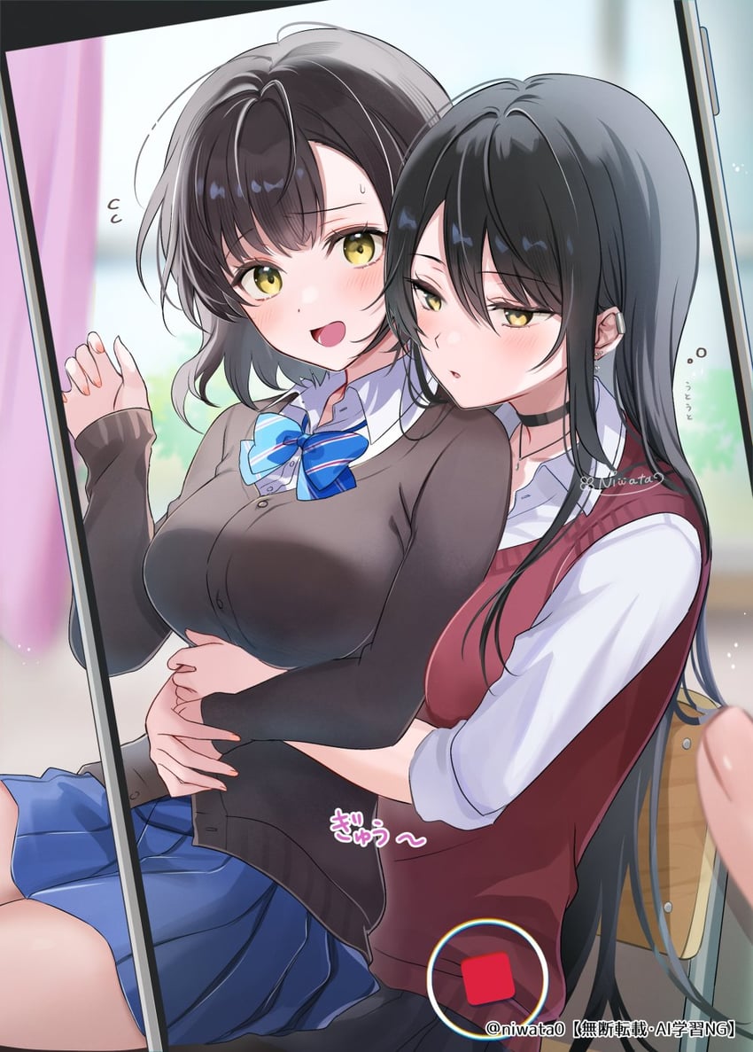 aono ruri and suou akane (original) drawn by niwata0