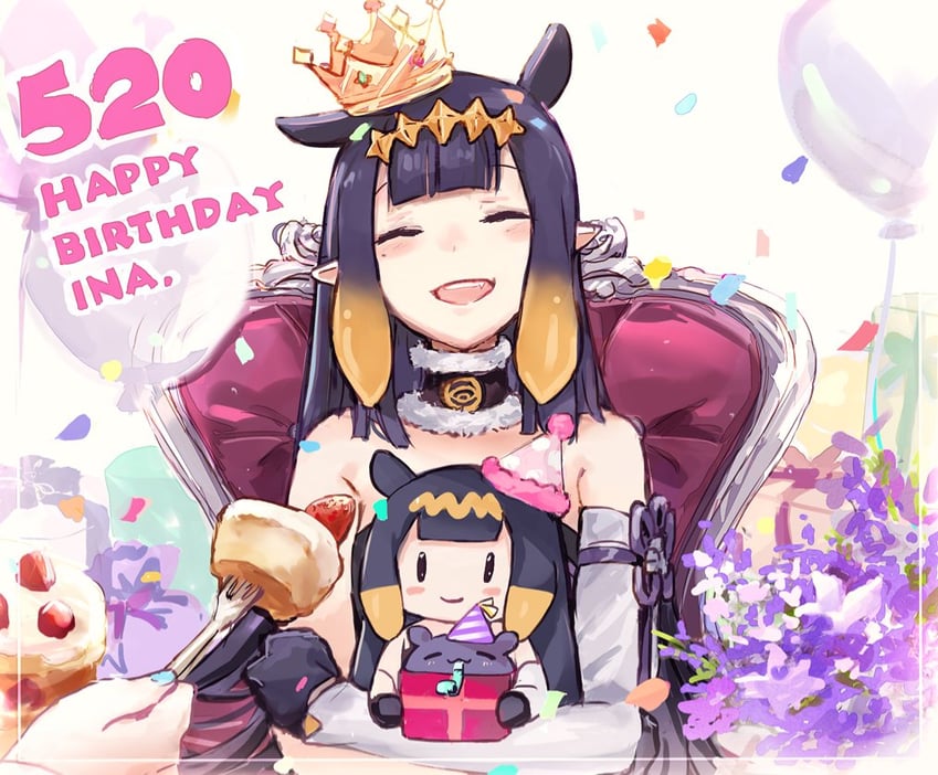 ninomae ina'nis, takodachi, and smol ina (hololive and 1 more) drawn by yuuyu_(777)